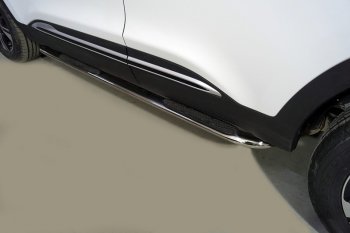 Пороги овальные гнутые с накладкой 75х42 мм ТСС Тюнинг Chery (Черри) Tiggo 4 Pro (Тиго) (2021-2024)  (серые)