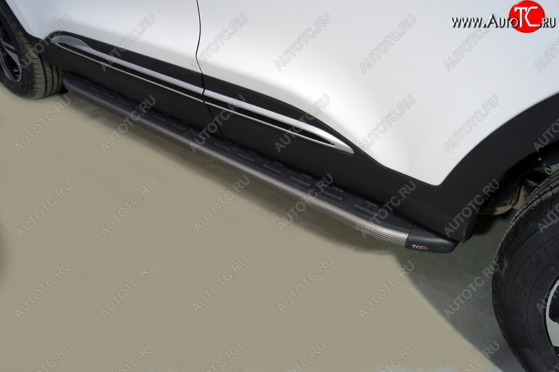 21 349 р. Пороги алюминиевые с пластиковой накладкой ТСС Тюнинг Chery Tiggo 4 Pro (2021-2024) (карбон серые)
