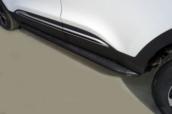 Пороги алюминиевые с пластиковой накладкой ТСС Тюнинг Chery (Черри) Tiggo 4 Pro (Тиго) (2021-2024)  (карбон черные)