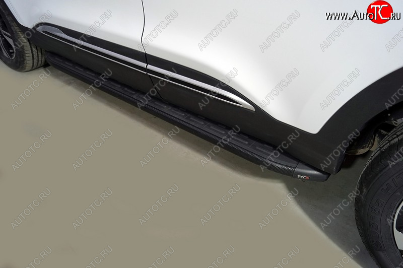 21 349 р. Пороги алюминиевые с пластиковой накладкой ТСС Тюнинг Chery Tiggo 4 Pro (2021-2024) (карбон черные)