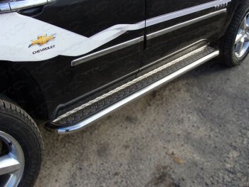 37 949 р. Пороги с площадкой 60,3 мм ТСС Тюнинг  Chevrolet Tahoe  GMT900 (2006-2013) (серые). Увеличить фотографию 1