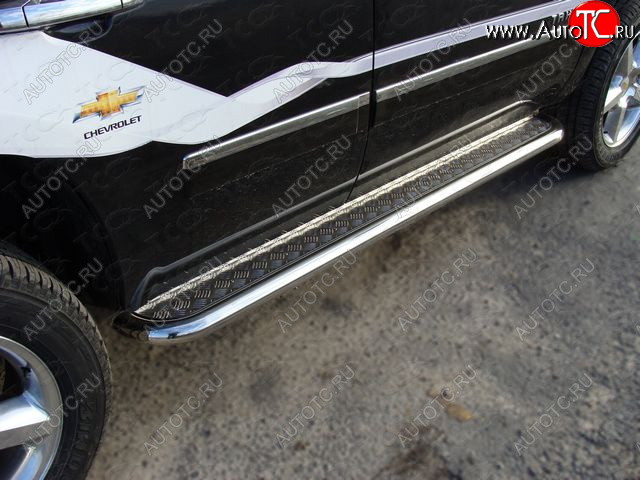 37 949 р. Пороги с площадкой 60,3 мм ТСС Тюнинг  Chevrolet Tahoe  GMT900 (2006-2013) (серые)