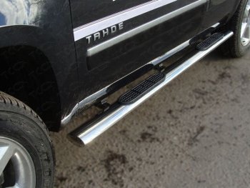44 949 р. Пороги овальные с накладкой 120x60 мм ТСС Тюнинг  Chevrolet Tahoe  GMT900 (2006-2013) (серые). Увеличить фотографию 1