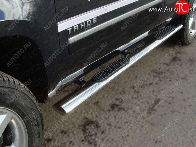 44 949 р. Пороги овальные с накладкой 120x60 мм ТСС Тюнинг  Chevrolet Tahoe  GMT900 (2006-2013) (серые)