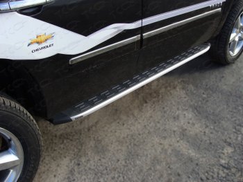 Пороги алюминиевые с пластиковой накладкой ТСС Тюнинг Chevrolet Tahoe K2UC (2014-2021)  (серые)
