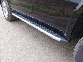 Пороги алюминиевые с пластиковой накладкой ТСС Тюнинг Chevrolet Tahoe K2UC (2014-2021)  (серые)