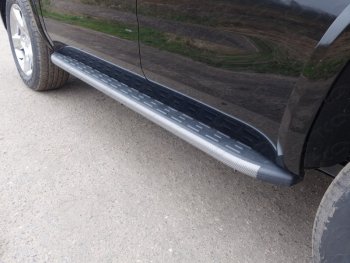 21 349 р. Пороги алюминиевые с пластиковой накладкой ТСС Тюнинг  Chevrolet Tahoe  K2UC (2014-2021) (карбон серые). Увеличить фотографию 1
