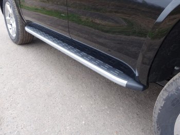 21 349 р. Пороги алюминиевые с пластиковой накладкой, ТСС Тюнинг Chevrolet Tahoe K2UC (2014-2021) (карбон серебро). Увеличить фотографию 1