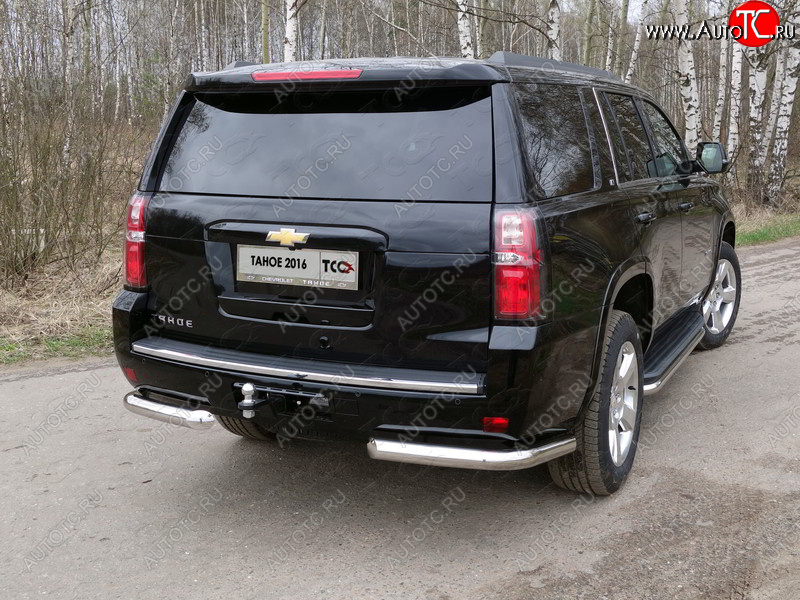 20 999 р. Защита задняя (уголки, нержавейка 76,1 мм) ТСС Тюнинг  Chevrolet Tahoe  K2UC (2014-2021)