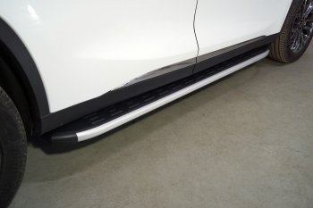 Пороги алюминиевые с пластиковой накладкой ТСС Тюнинг EXEED TXL (тхл) (2021-2024)  рестайлинг  (серые)