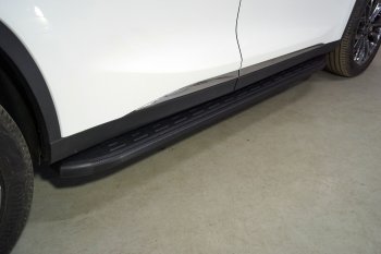 Пороги алюминиевые с пластиковой накладкой ТСС Тюнинг EXEED TXL (тхл) (2021-2024)  рестайлинг  (карбон черные)