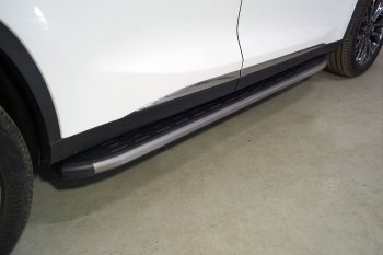 21 349 р. Пороги алюминиевые с пластиковой накладкой ТСС Тюнинг EXEED TXL  рестайлинг (2021-2024) (карбон серые). Увеличить фотографию 1
