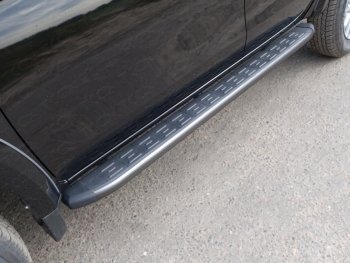 Пороги алюминиевые с пластиковой накладкой ТСС Тюнинг Fiat (Фиат) Fullback (Фулбэк) (2016-2018)  (карбон серые)