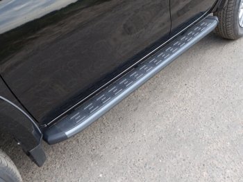 Пороги алюминиевые с пластиковой накладкой, ТСС Тюнинг Fiat (Фиат) Fullback (Фулбэк) (2016-2018)  ( карбон серебро)