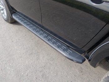Пороги алюминиевые с пластиковой накладкой ТСС Тюнинг Fiat Fullback (2016-2018)  (карбон черные)