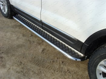 37 949 р. Пороги с площадкой 60,3 мм ТСС Тюнинг  Ford Explorer  U502 (2010-2016) (серые). Увеличить фотографию 1