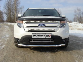 40 649 р. Защита переднего бампера с ходовыми огнями d76,1 мм ТСС Тюнинг  Ford Explorer  U502 (2010-2016) (нержавейка). Увеличить фотографию 1