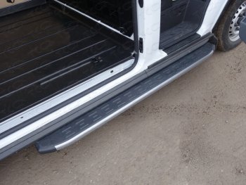 21 349 р. Правый порог алюминиевый с пластиковой накладкой, ТСС Тюнинг  Ford Transit  3 (2006-2014) (карбон серебро). Увеличить фотографию 1