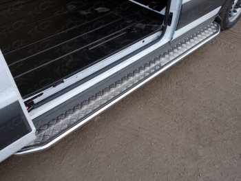 28 099 р. Правый порог с площадкой 42,4 мм ТСС Тюнинг  Ford Transit  4 (2014-2021) (серый). Увеличить фотографию 1