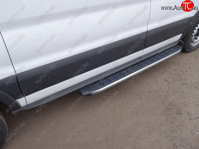 10 649 р. Порог алюминиевый с пластиковой накладкой, ТСС Тюнинг  Ford Transit Connect (2013-2018) (серый)