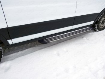 Порог правый алюминиевый Slim Line Silver, ТСС Тюнинг Ford (Форд) Transit Connect (Транзит) (2013-2018)