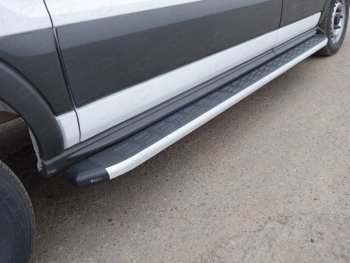 14 349 р. Левый порог алюминиевый с пластиковой накладкой ТСС Тюнинг  Ford Transit  4 (2014-2021) (серые). Увеличить фотографию 1