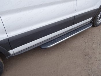 10 649 р. Порог алюминиевый с пластиковой накладкой, ТСС Тюнинг Ford Transit Connect (2013-2018) (серые). Увеличить фотографию 1