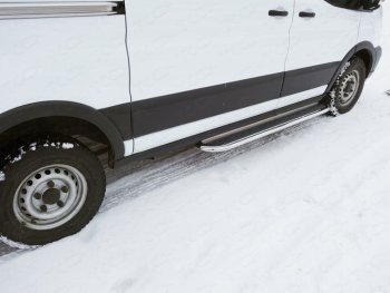 25 999 р. Левый порог с площадкой (укороченный)42,4 мм ТСС Тюнинг  Ford Transit  4 (2014-2021) (нержавеющий лист). Увеличить фотографию 1