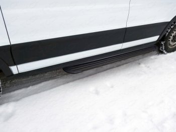 Порог левый алюминиевый Slim Line Black, ТСС Тюнинг Ford (Форд) Transit Connect (Транзит) (2013-2018)