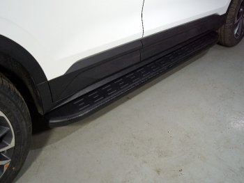 Пороги алюминиевые с пластиковой накладкой ТСС Тюнинг Geely Coolray (SX11) (2019-2024)  (карбон черные)
