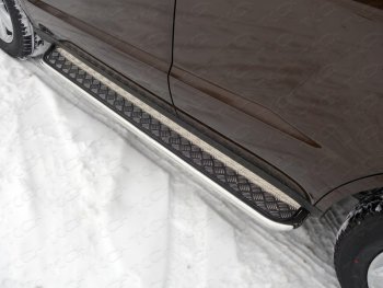 Пороги с площадкой 42,4 мм ТСС Тюнинг Geely (Джили) Emgrand X7 (Эмгранд) (2011-2015) дорестайлинг  (серые)