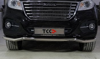 Защита переднего бампера волна d60,3 мм ТСС Тюнинг  Haval (Хавал) H9 (Н9) (2017-2019) 1-ый рестайлинг  (нержавейка)