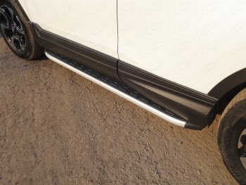 19 999 р. Пороги алюминиевые с пластиковой накладкой ТСС Тюнинг  Honda CR-V  RW,RT (2016-2020) (серые). Увеличить фотографию 1