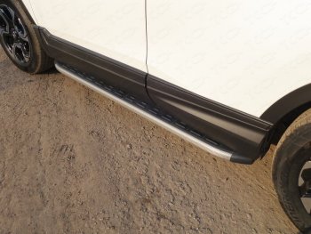 21 349 р. Пороги алюминиевые с пластиковой накладкой, ТСС Тюнинг  Honda CR-V  RW,RT (2016-2020) (карбон серые). Увеличить фотографию 1