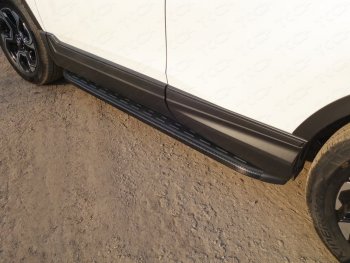 Пороги алюминиевые с пластиковой накладкой, ТСС Тюнинг Honda CR-V RW,RT дорестайлинг (2016-2020)  (карбон черные)