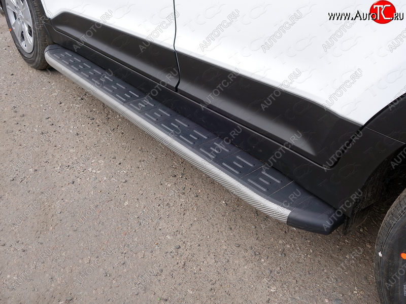 21 349 р. Пороги алюминиевые с пластиковой накладкой, ТСС Тюнинг  Hyundai Creta  GS (2015-2021) (карбон серые)