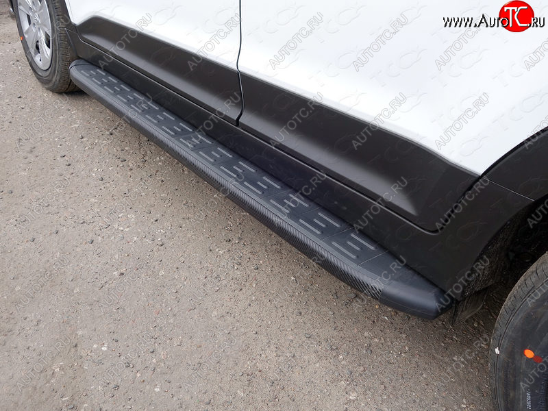 21 349 р. Пороги алюминиевые с пластиковой накладкой, ТСС Тюнинг  Hyundai Creta  GS (2015-2021) (карбон черные)