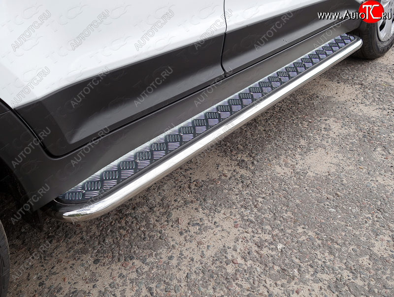 28 099 р. Пороги с площадкой 42,4 мм ТСС Тюнинг  Hyundai Creta  GS (2015-2021) (серые)