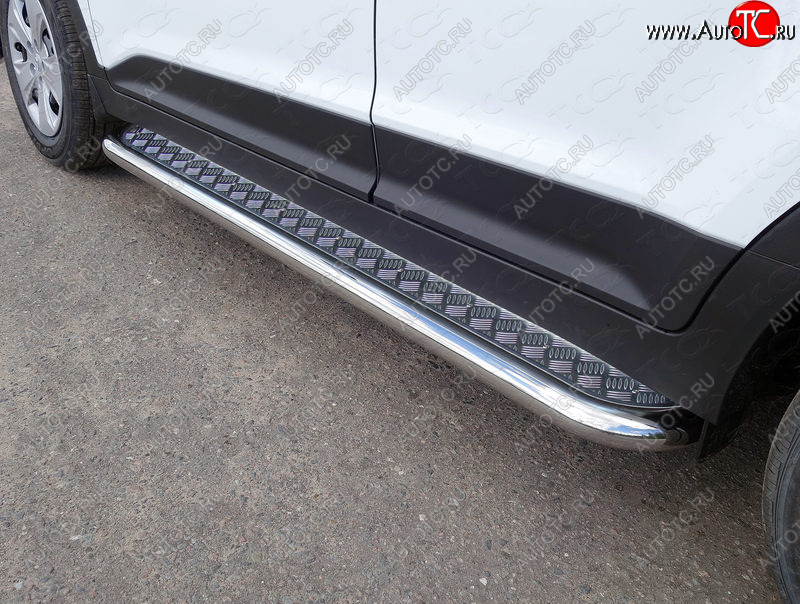 32 999 р. Пороги с площадкой 60,3 мм ТСС Тюнинг  Hyundai Creta  GS (2015-2019) (серые)