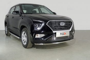 17 799 р. Защита переднего бампера нижняя d42,4 мм ТСС Тюнинг  Hyundai Creta  SU (2021-2024) (нержавейка). Увеличить фотографию 1