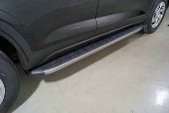 21 349 р. Пороги алюминиевые с пластиковой накладкой, ТСС Тюнинг  Hyundai Creta  SU (2021-2024) (карбон серые). Увеличить фотографию 1