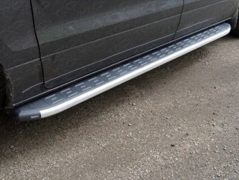 28 749 р. Пороги алюминиевые с пластиковой накладкой ТСС Тюнинг  Hyundai Starex/Grand Starex/H1  2 TQ (2014-2018) (серые). Увеличить фотографию 1