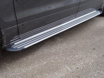 Пороги алюминиевые, ТСС Тюнинг Hyundai Starex/Grand Starex/H1 2 TQ 2 рестайлинг (2018-2024)  (Slim Line Silver)