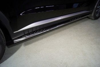 Пороги овальные с проступью 75х42 мм ТСС Тюнинг Hyundai (Хюндаи) Palisade (палисад)  LX2 (2018-2022) LX2  (серые)