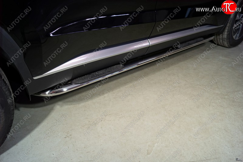 36 999 р. Пороги овальные гнутые с накладкой 75х42 мм Hyundai Palisade LX2 (2018-2022) (серые)