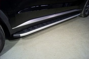Пороги алюминиевые с пластиковой накладкой ТСС Тюнинг Hyundai Palisade LX2 (2018-2022)  (серые)