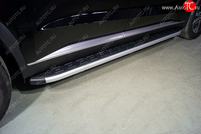 19 999 р. Пороги алюминиевые с пластиковой накладкой ТСС Тюнинг Hyundai Palisade LX2 (2018-2022) (серые)