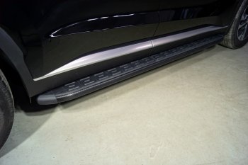 Пороги алюминиевые с пластиковой накладкой ТСС Тюнинг Hyundai (Хюндаи) Palisade (палисад)  LX2 (2018-2022) LX2  (карбон черные)