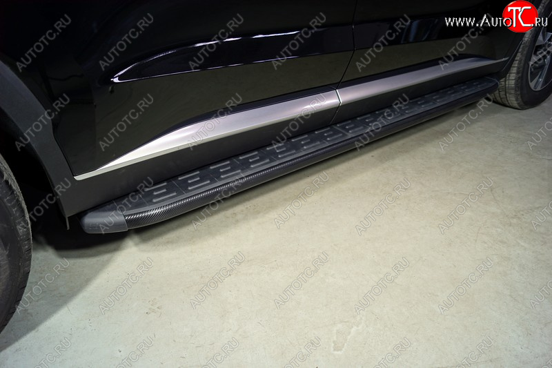 21 349 р. Пороги алюминиевые с пластиковой накладкой ТСС Тюнинг  Hyundai Palisade  LX2 (2018-2022) (карбон черные)