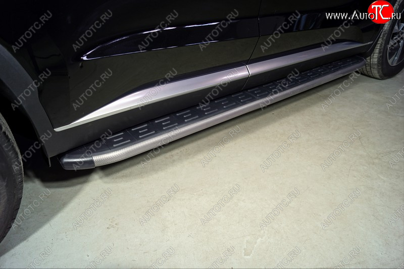 21 349 р. Пороги алюминиевые с пластиковой накладкой ТСС Тюнинг  Hyundai Palisade  LX2 (2018-2022) (карбон серые)